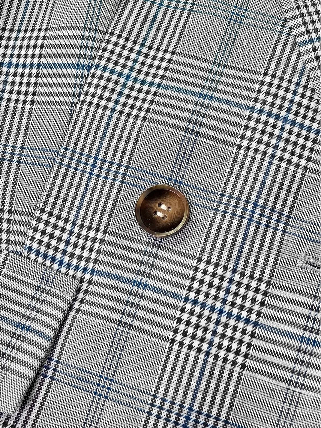 2025 Fall Women's Plaid Houndstooth Blazer Jacket Button Notch-Lapel Business Casual Elegant Work Suit with Pockets