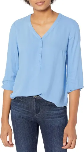 Amazon Essentials Women's 3/4 Sleeve Button Popover Shirt