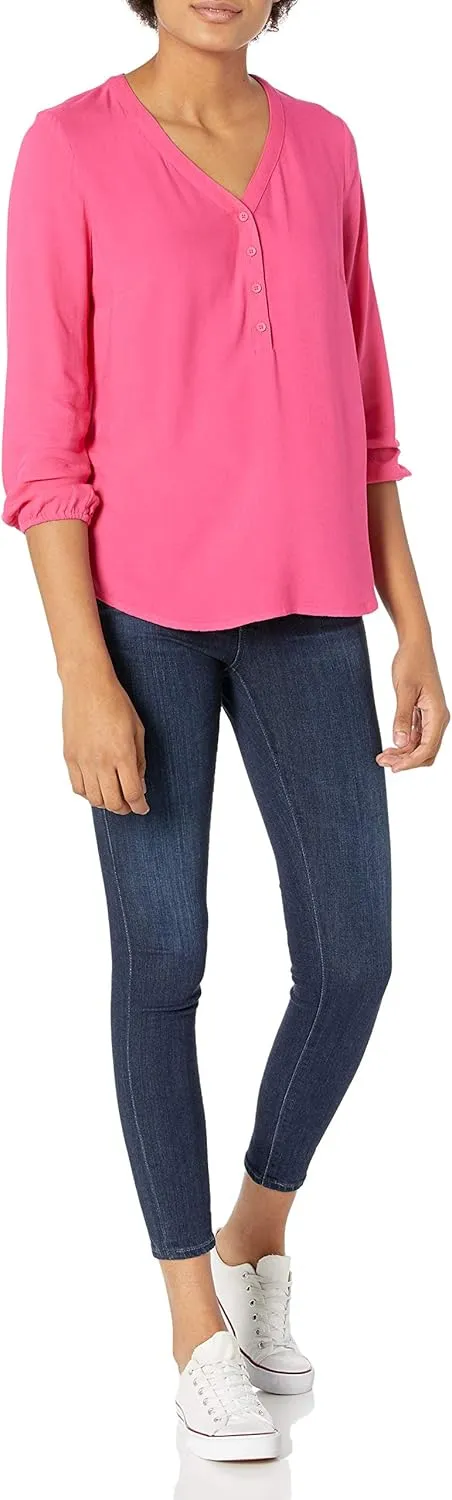 Amazon Essentials Women's 3/4 Sleeve Button Popover Shirt