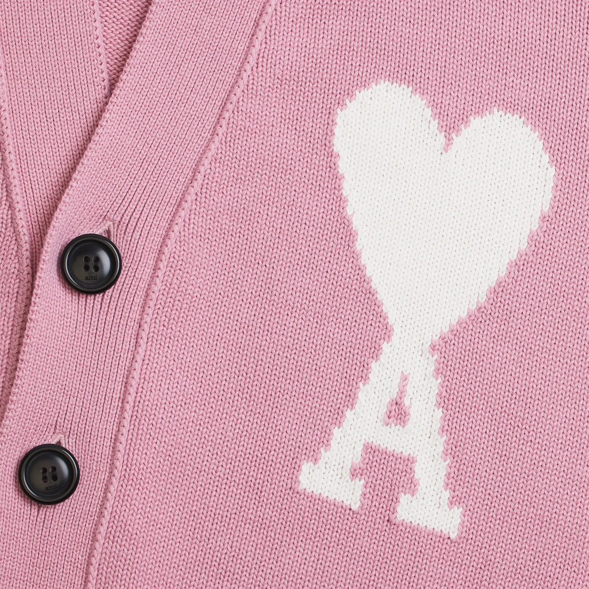 Ami Paris Ami De Coeur ADC Pink White Knit Cardigan