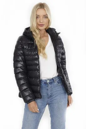 BLACK SHINE FINISH PADDED PUFFER JACKET