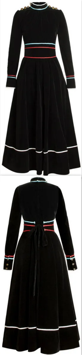 Black Velvet A-Line Midi Dress