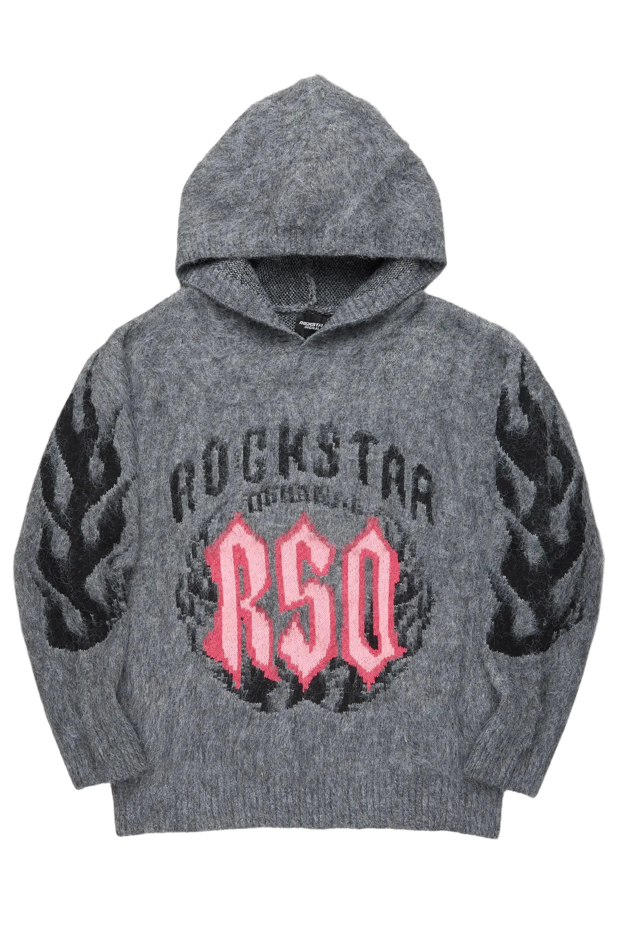 Boaz Heather Grey Graphic Mohair Hoodie