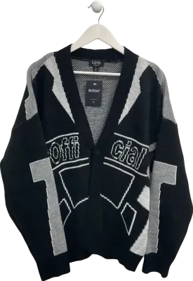 boohooMan Black Tall Oversized Drop Shoulder Moto Cardigan UK S