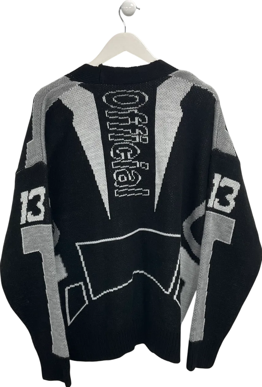 boohooMan Black Tall Oversized Drop Shoulder Moto Cardigan UK S