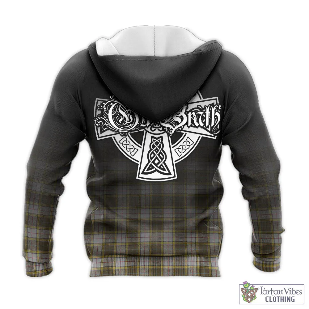 Buchanan Dress Tartan Knitted Hoodie Featuring Alba Gu Brath Family Crest Celtic Inspired