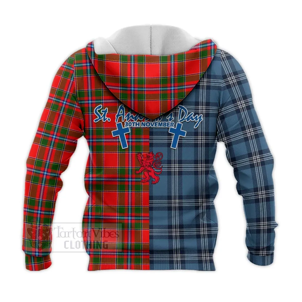 Butter Tartan Knitted Hoodie Happy St. Andrew's Day Half Tartan Style