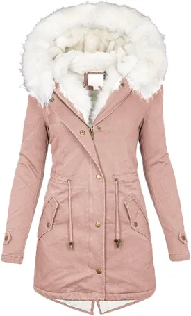 ChicCrate Sherpa Fleece Lined Jacket Women Hood Puffer Jacket Raw Hem Puffy Bubble Cotton Padded Thick Warm Coat