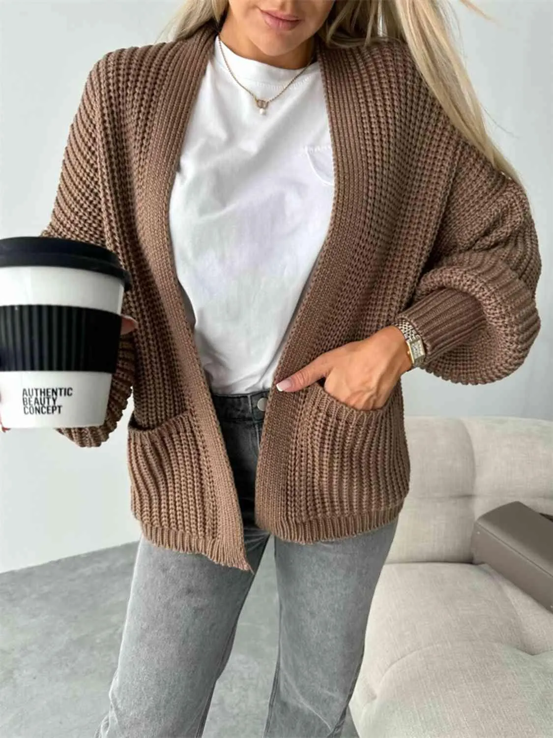 Cozy Luxe Oversized Knit Cardigan with Relaxed Sleeves