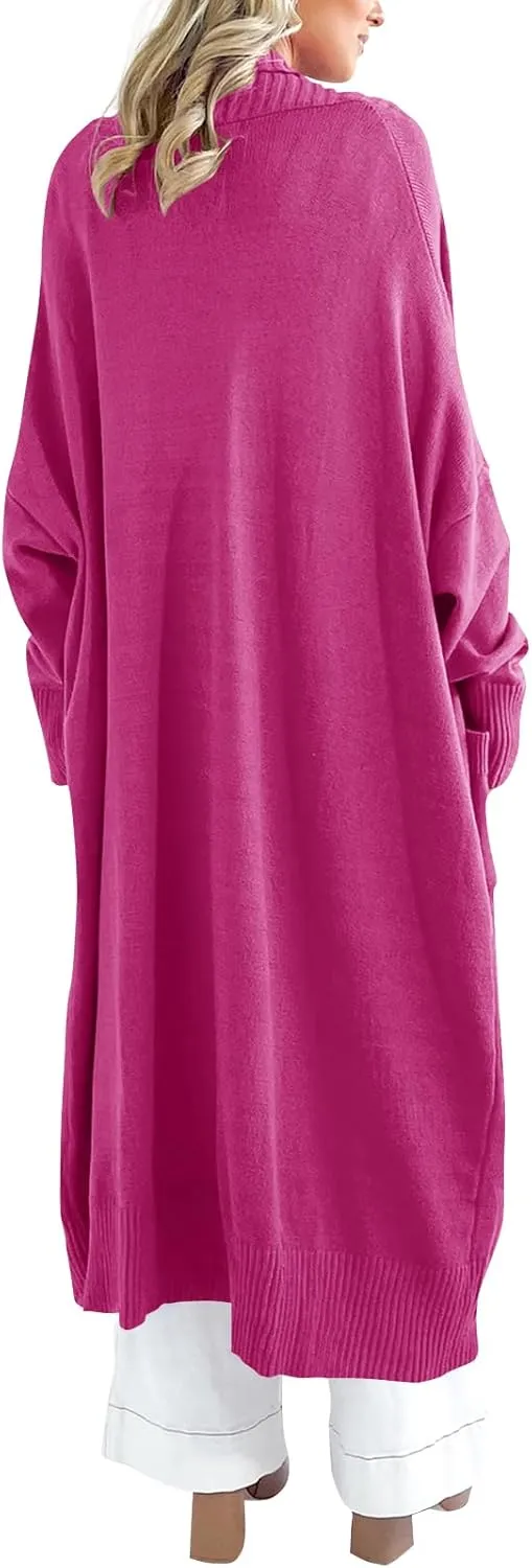 Danedvi Womens Long Cardigan Sweaters 2024 Fall Chunky Knit Oversized Slouchy Open Front Warm Coats with Pockets