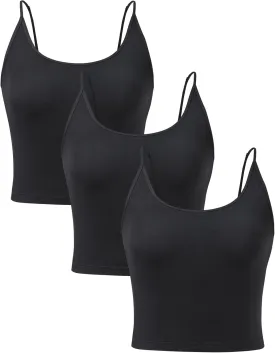 DAVID ARCHY Women's Crop 3-Pack Seamless Bamboo Rayon Camisole Crop Tank Tops No Pad