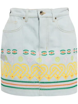 embroidered cotton mini skirt