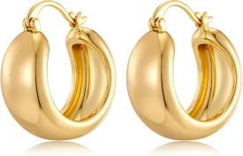 FAMARINE Chunky Hoop Earrings Gold Hoops Earrings for Women, Fashion Wide Earrings