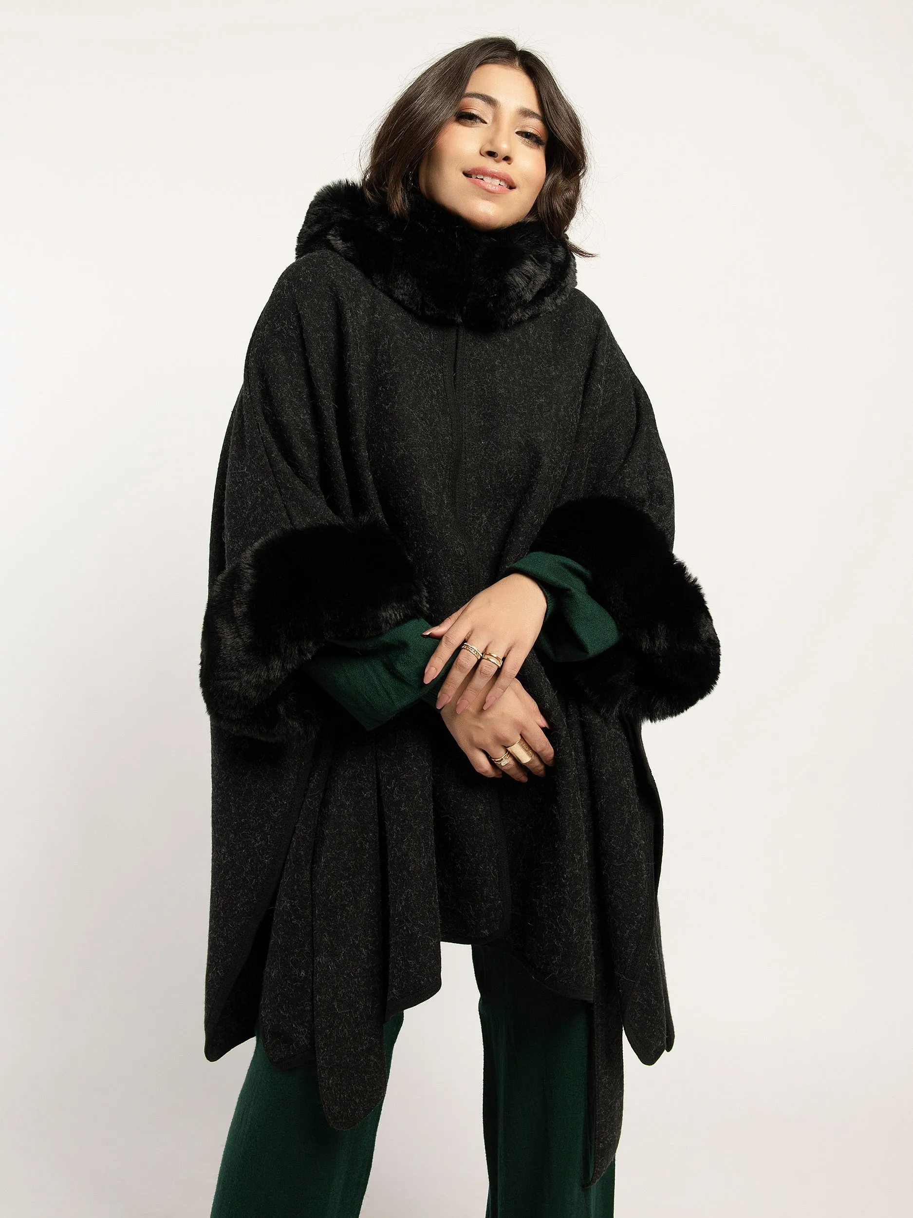 Faux Fur Cape Shawl