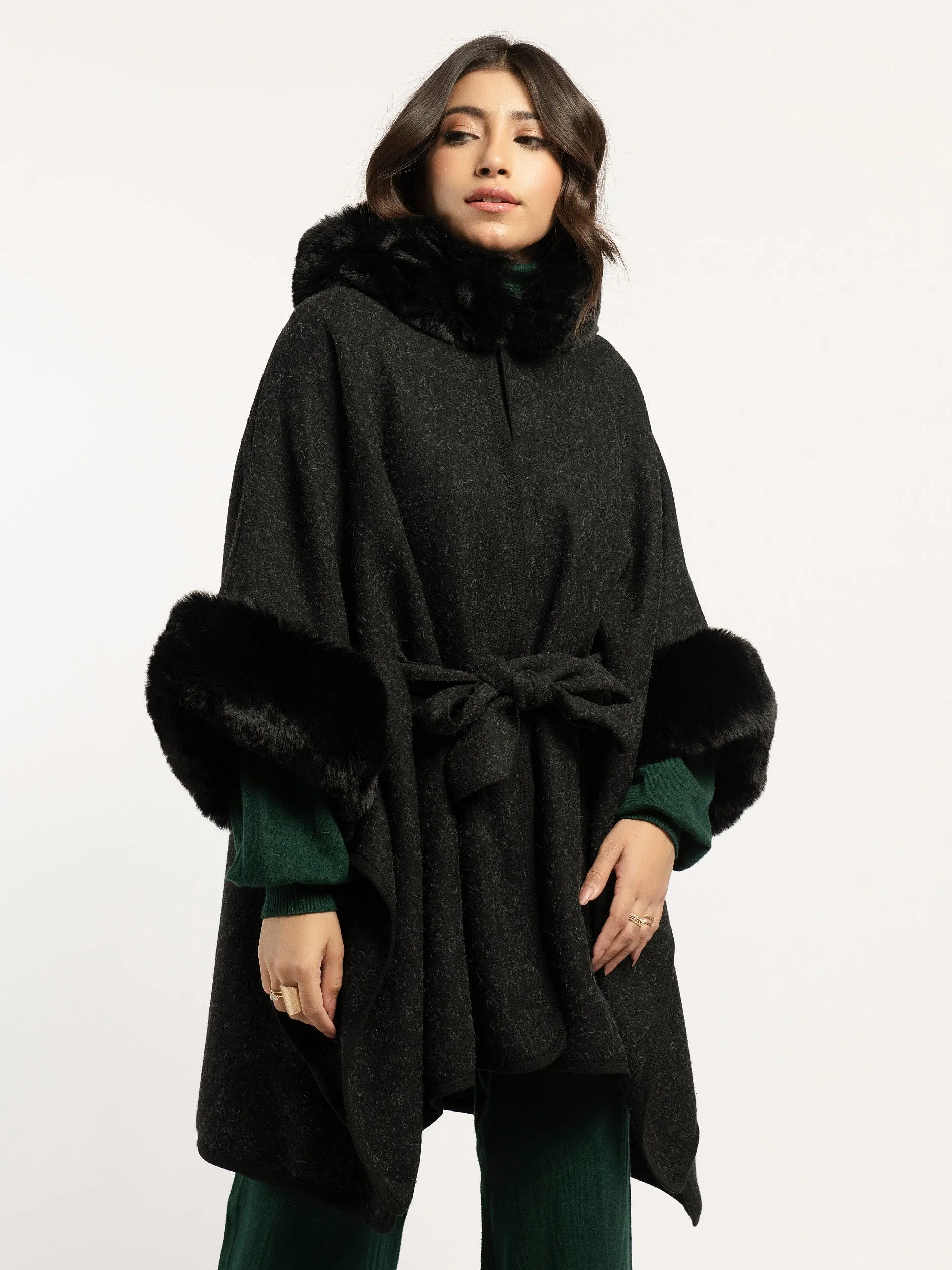 Faux Fur Cape Shawl
