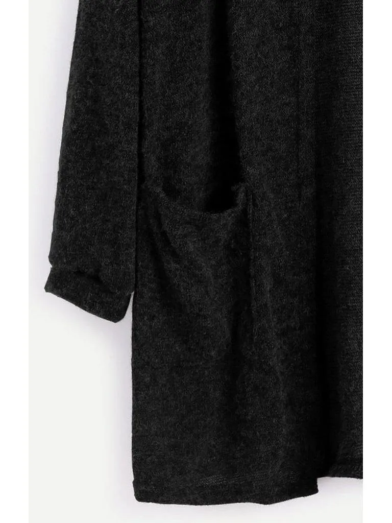 Fuzzy Cardigan Sweater With Pockets