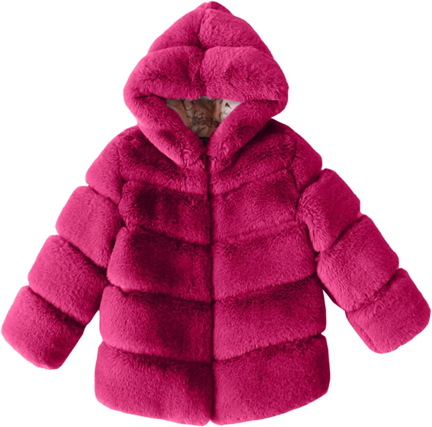 Girls Faux Fur Jacket Plush Sherpa Teddy Coat with Hood Toddler Winter Coats Warm Fuzzy Jackets Trendy Outerwear