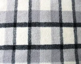 GREY TARTAN BONDED SHERPA FLEECE PER METRE SALE
