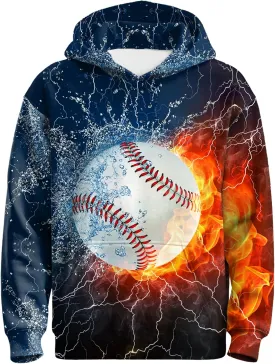Hoodies for Boys Girls Kids, Novelty 3D Print Hooded Long Sleeve Hoody Sweatshirt with Pocket for Teens