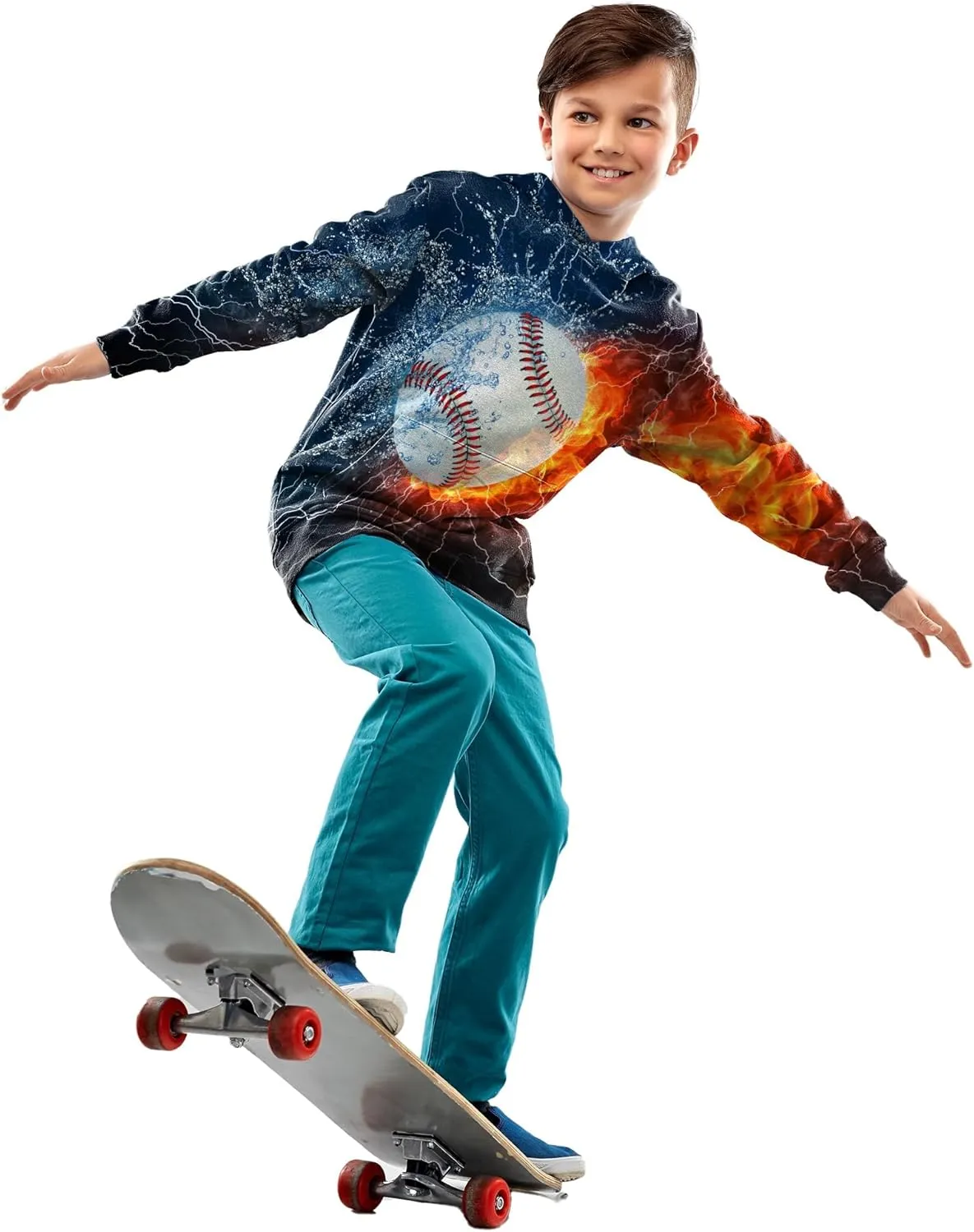Hoodies for Boys Girls Kids, Novelty 3D Print Hooded Long Sleeve Hoody Sweatshirt with Pocket for Teens