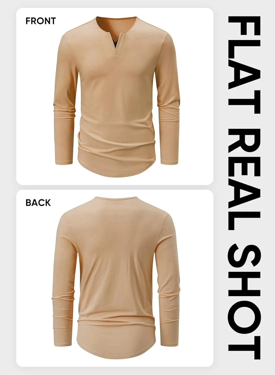 JMIERR Mens Casual Muscle T Shirt Long Sleeve V-Neck Longline Soft Tee Shirt