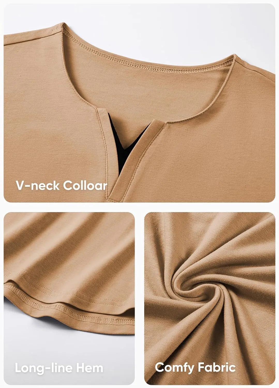 JMIERR Mens Casual Muscle T Shirt Long Sleeve V-Neck Longline Soft Tee Shirt