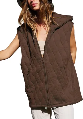 Kedera Women's Oversized Puffer Vests Sleeveless Fall Jacket Hooded Vest 2024 Casual Warm Winter Coats Trendy Outerwear