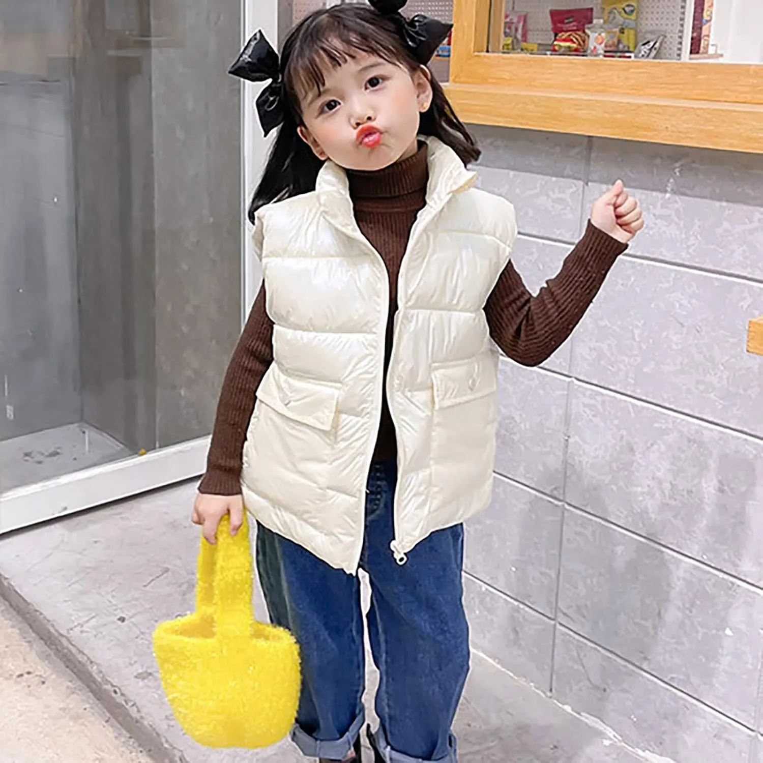 Kids Puffer Vest Lightweight Waterproof Sleeveless Zip up Outwear for Toddler Baby Boys Girls Winter Down Coat Vest