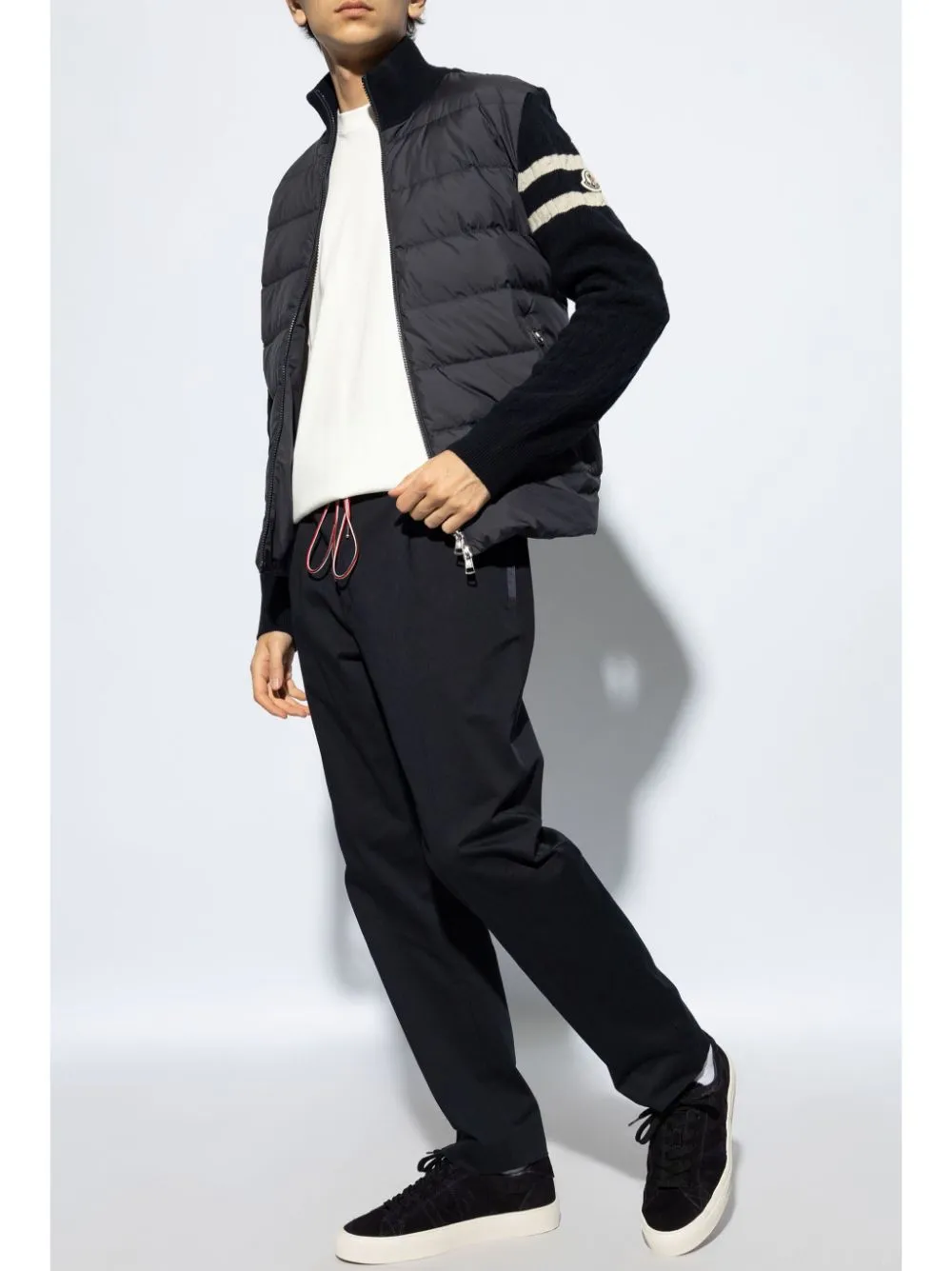knitted-panels puffer jacket