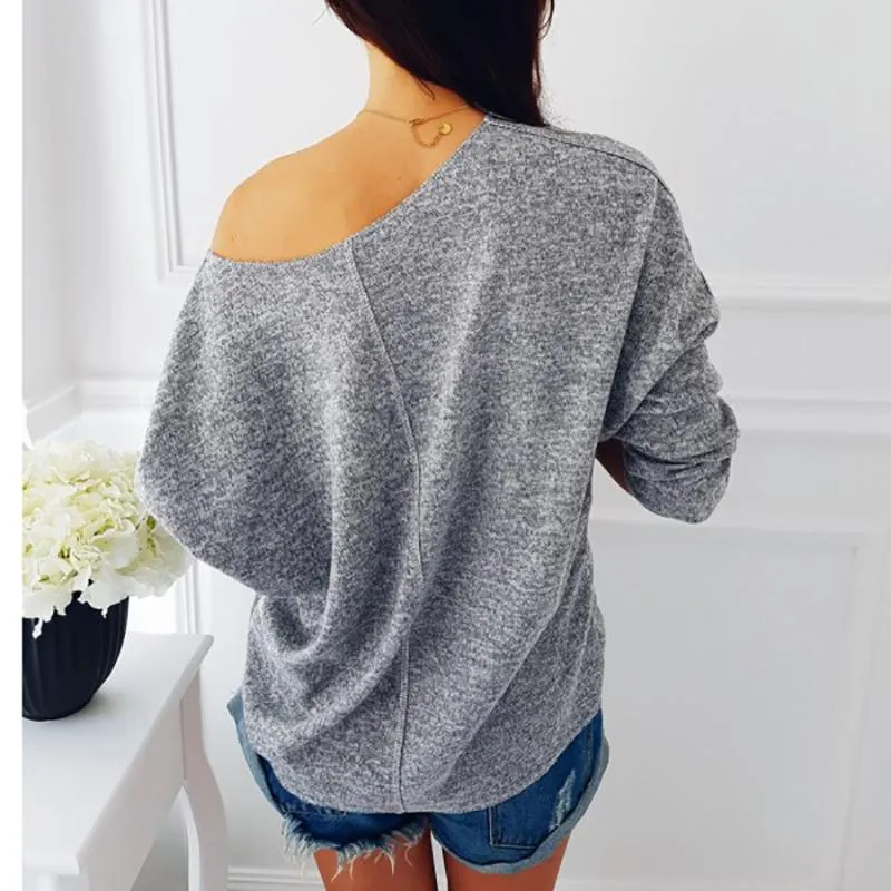 Knitted Sequined Slash Neck Pullover