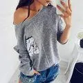 Knitted Sequined Slash Neck Pullover