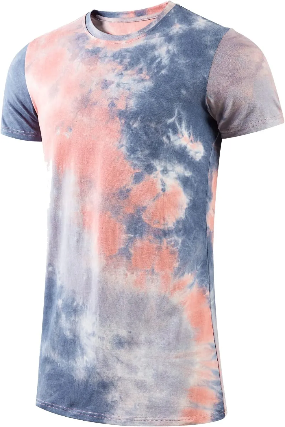 LETAOTAO Mens Tall T Shirts Tie Dye Shirts for Men Extra Long Tshirts Longline Hipster Print Tee for Tall Men