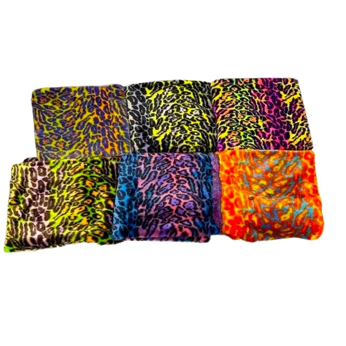 Lime Green | Lavender Multicolor Rainbow Leopard Print Faux Fur Fabric