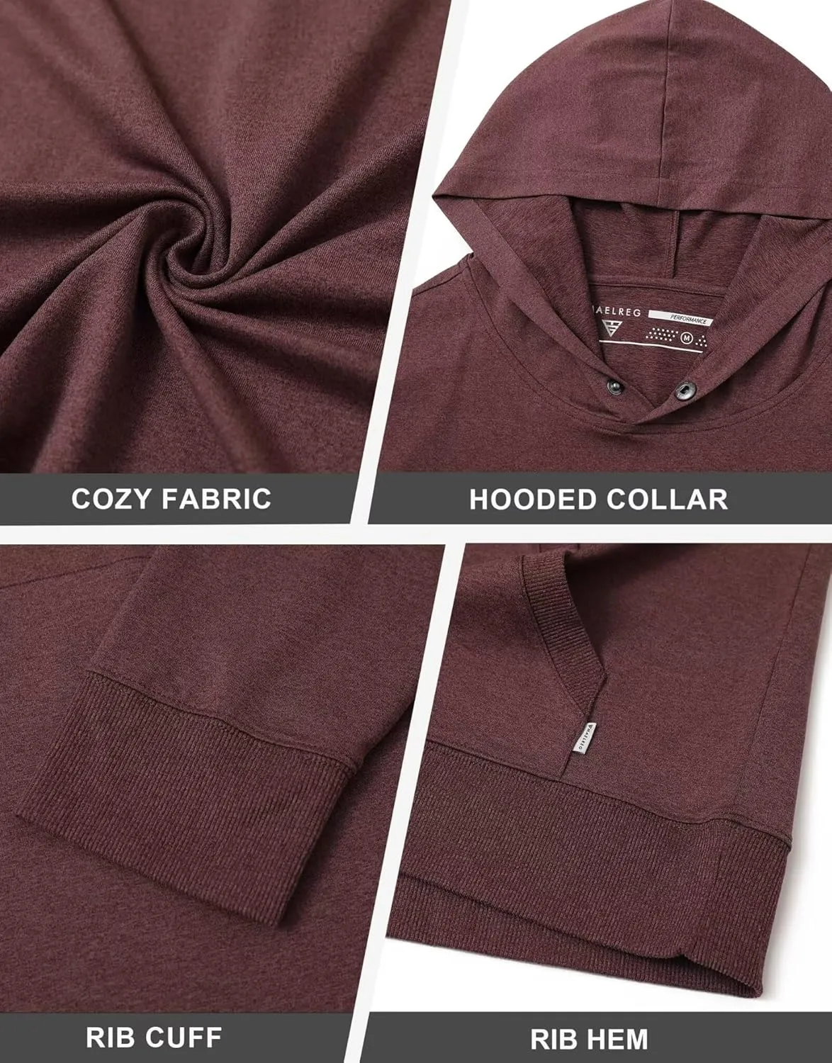 M MAELREG Mens Hoodies Pullover Performance Heather Kangaroo Pocket Thin Hooded Sweatshirt Athletic Golf Hoodies for Men
