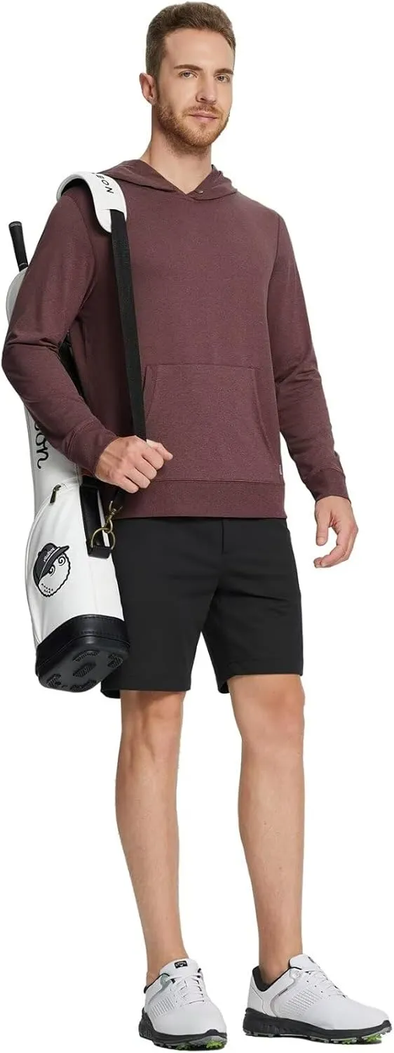 M MAELREG Mens Hoodies Pullover Performance Heather Kangaroo Pocket Thin Hooded Sweatshirt Athletic Golf Hoodies for Men