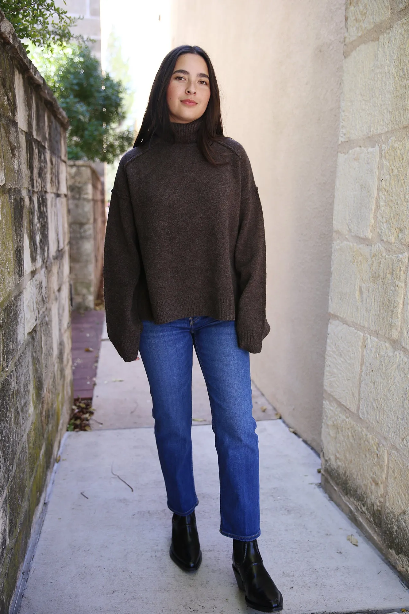 Melian Jordan Merino Wool/Cashmere Turtleneck Brown