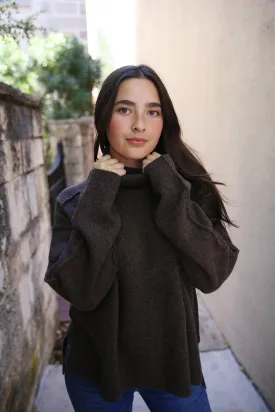 Melian Jordan Merino Wool/Cashmere Turtleneck Brown