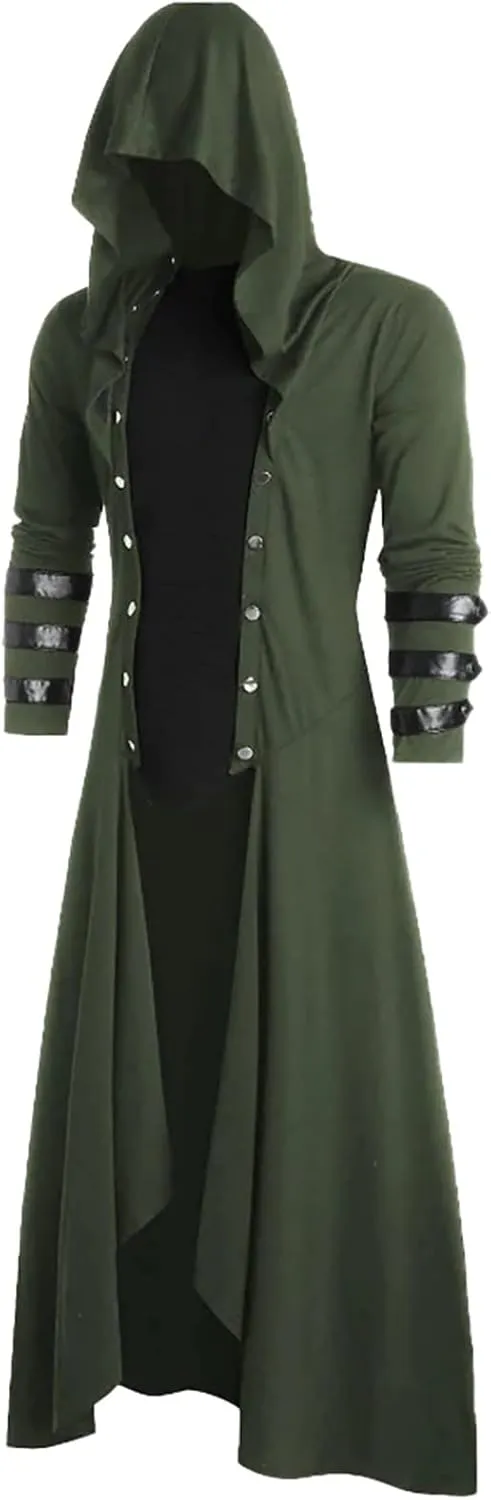 Men's Steampunk Jacket Halloween Pirate Coat, Medieval Renaissance Gothic Prince Frock Tailcoat Cosplay Costume