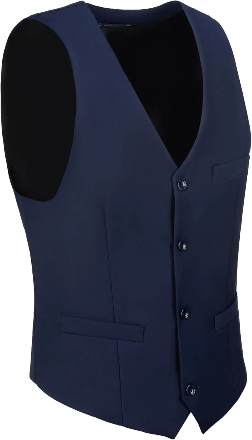 Men's Suit Vest Business Formal Dress Vests for Men Solid Color Casual Wedding Tuxedo Waistcoat
