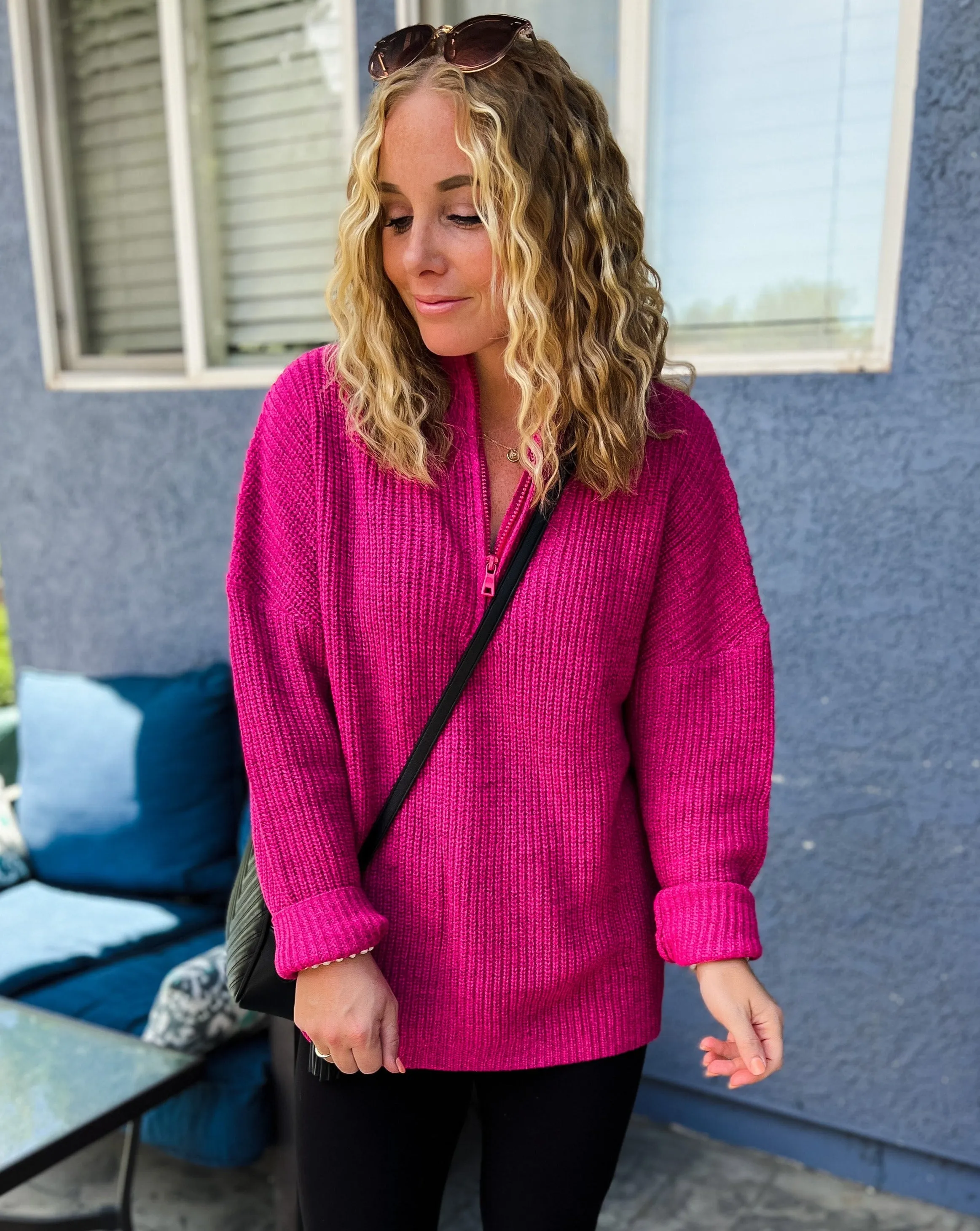 MEROKEETY Long Sleeve 1/4 Zip Polo V Neck Chunky Sweater