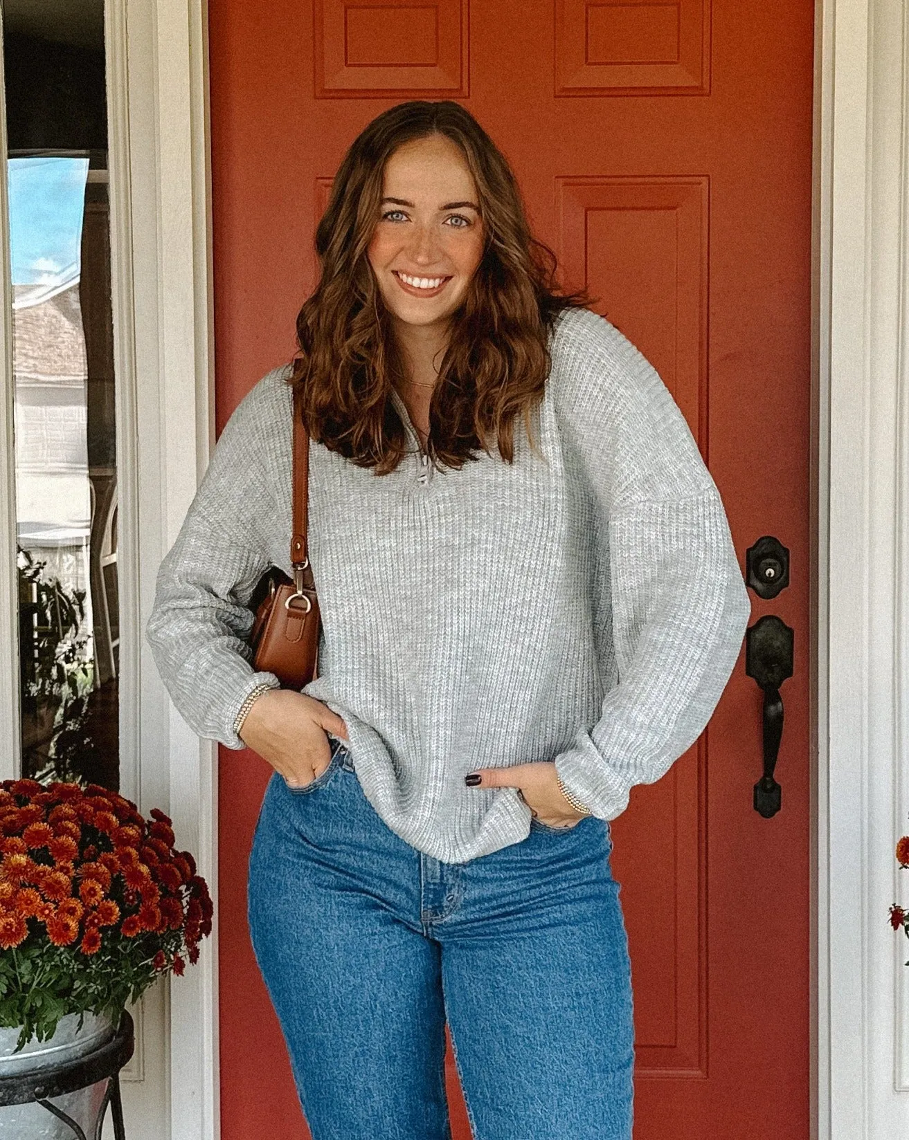 MEROKEETY Long Sleeve 1/4 Zip Polo V Neck Chunky Sweater