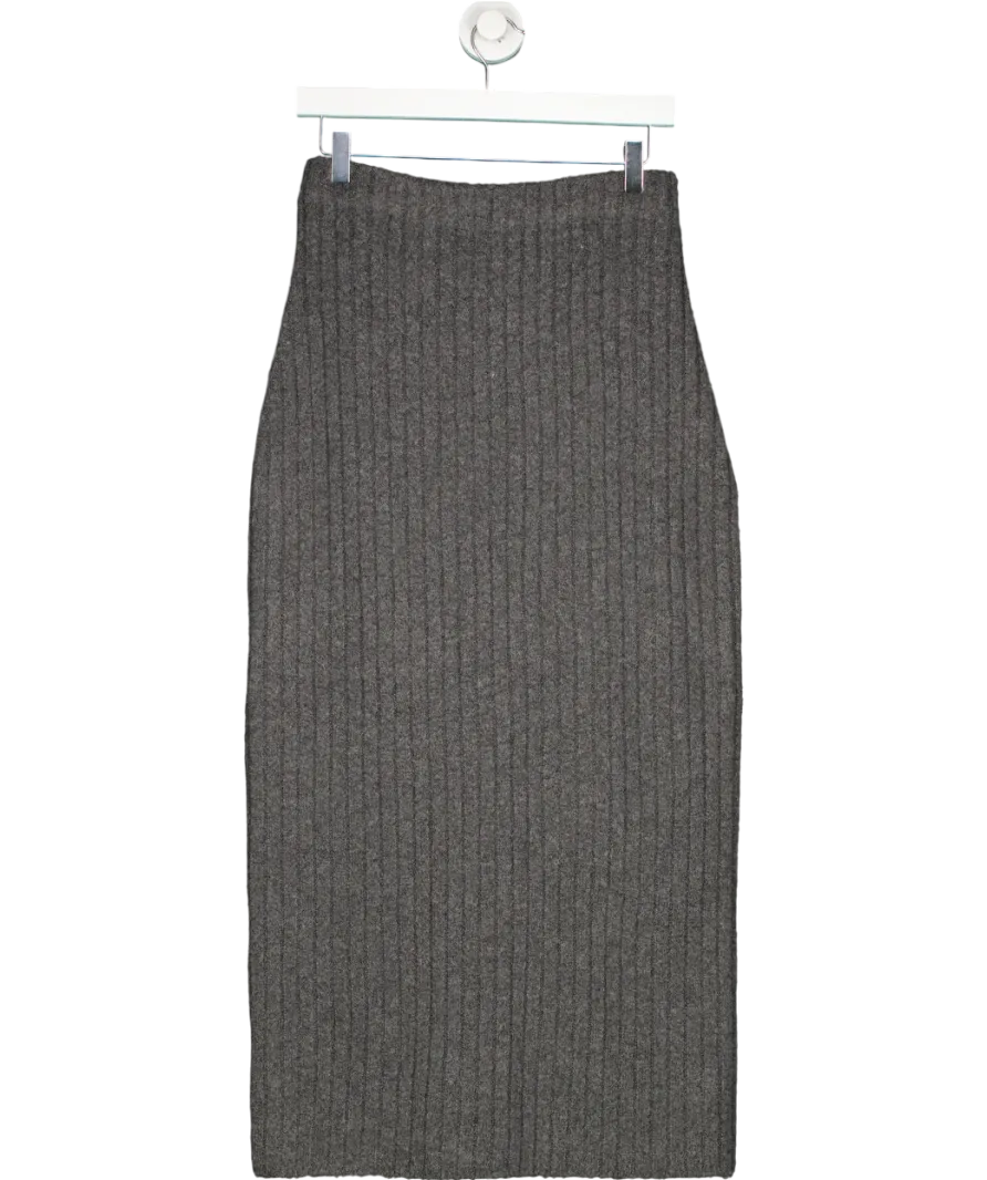 Oak   Fort Grey Ribbed Knit Midi Skirt UK M