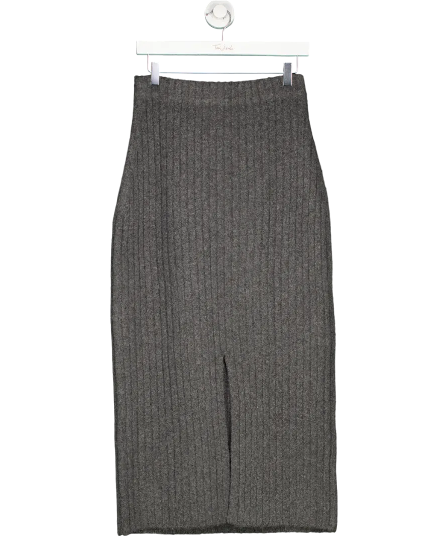Oak   Fort Grey Ribbed Knit Midi Skirt UK M