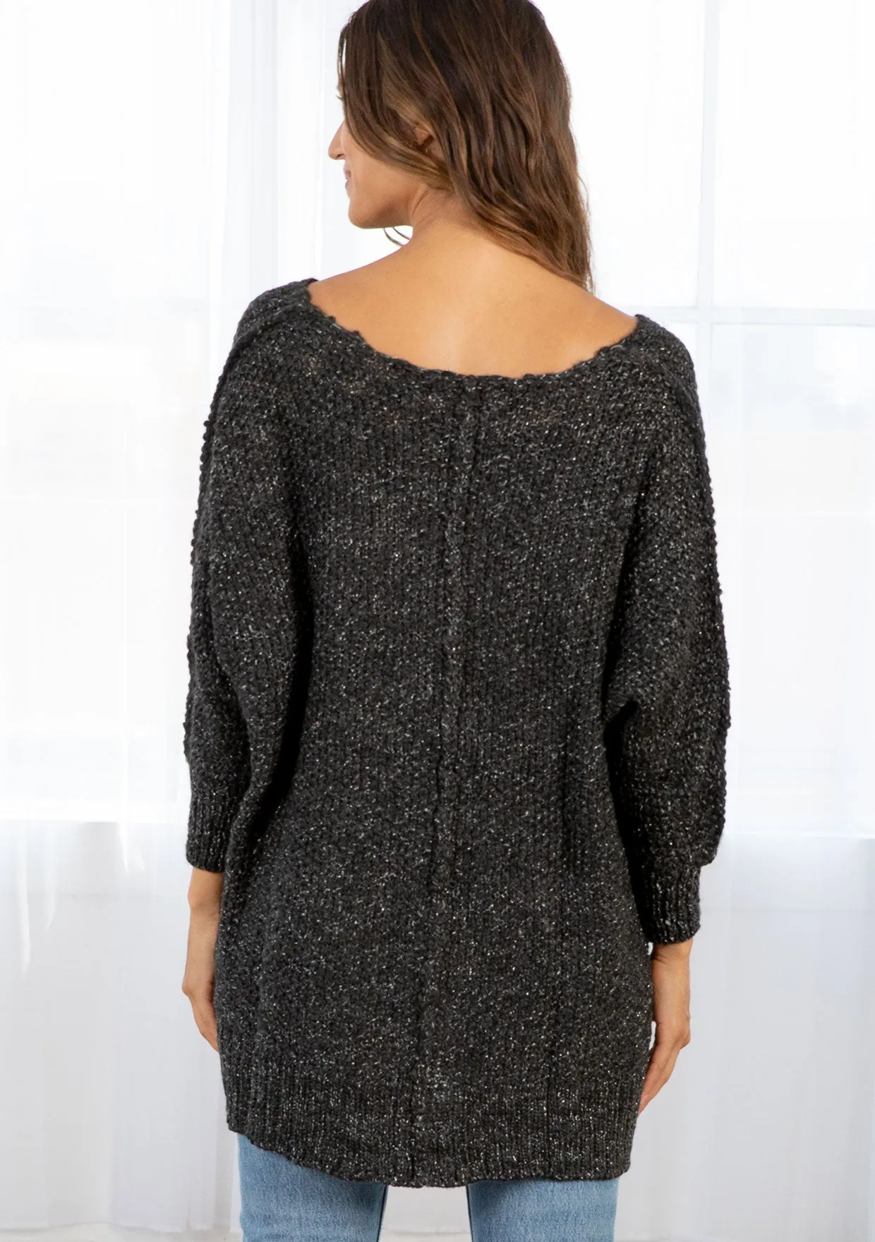 Oversized Metallic Knit Holiday Sweater