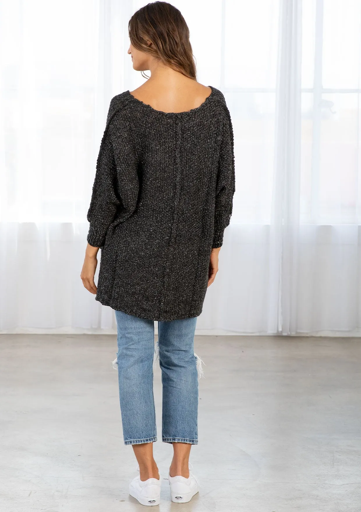 Oversized Metallic Knit Holiday Sweater