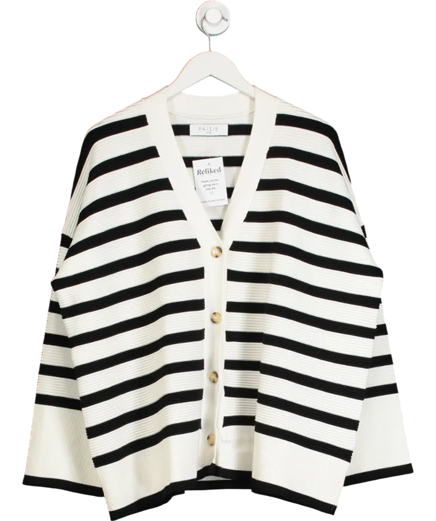 Paisie White Striped Ribbed Cardigan UK L/XL
