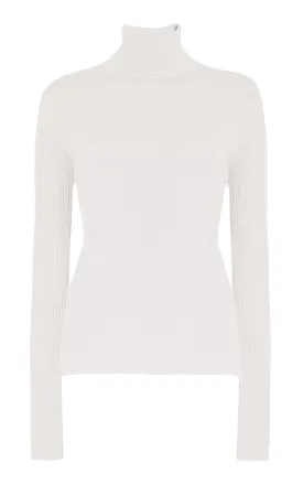 Peppe Knit Turtleneck in Ivory Cashmere Silk