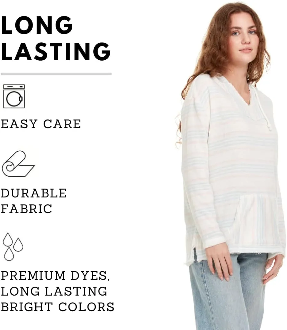 Pure Essence Women's 2023 Fall Striped Color Block Hoodies Fashion V Neck Knit Sweater Pullovers