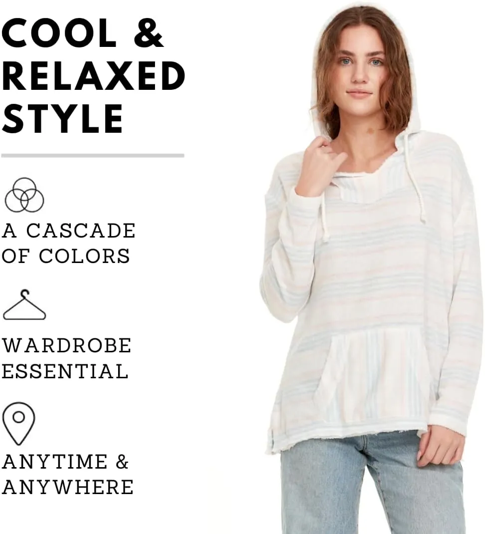 Pure Essence Women's 2023 Fall Striped Color Block Hoodies Fashion V Neck Knit Sweater Pullovers