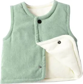 Toddler Baby Boy Girls Corduroy Jacket Cotton Warm Vest Sleeveless Winter Coats for Kids Padded Waistcoat Outwear